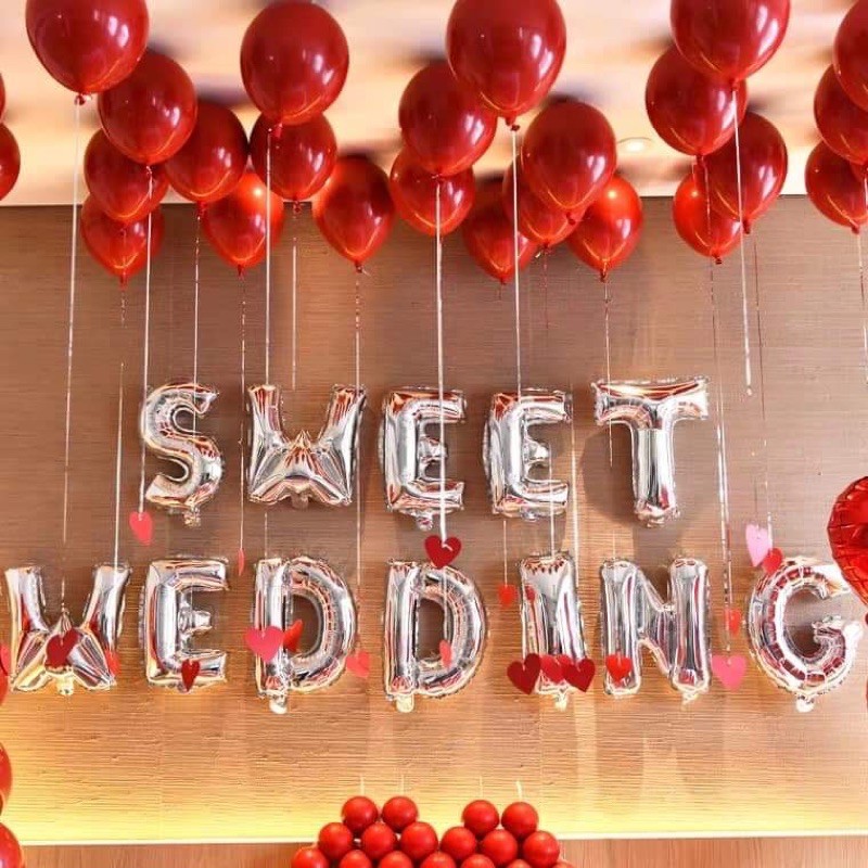 Set bóng cứới happy wedding ( đầy đủ như hình)