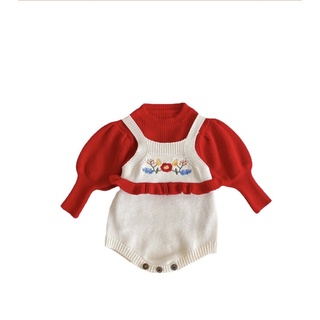 Set áo yếm len thêu hoa_[Hàng Quảng Châu]