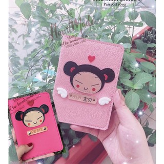 (chat chốt tên-chọn màu)vỏ hộ chiếu PUCCA- bao hộ chiếu GARU