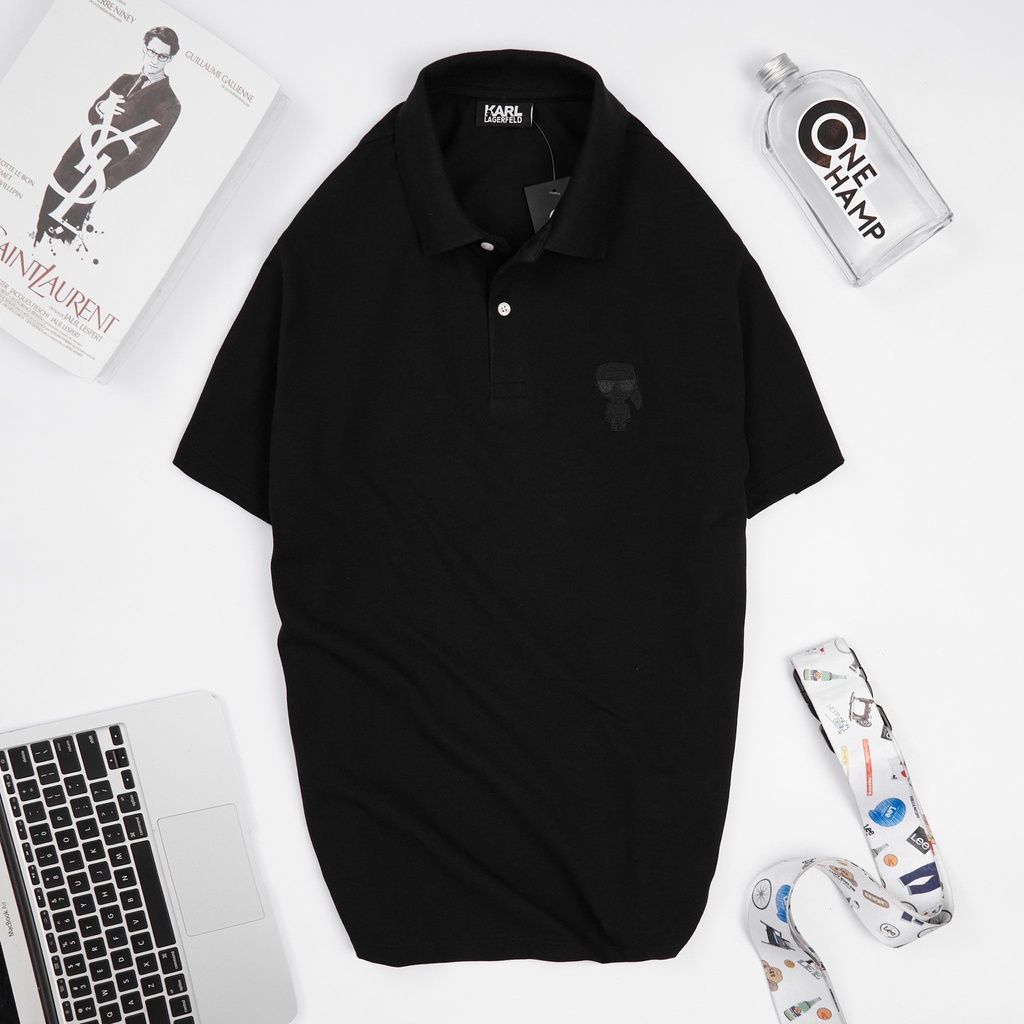 Áo polo nam cổ bẻ Karl Lagerfeld thêu ông già vải cotton co giãn dày dặn
