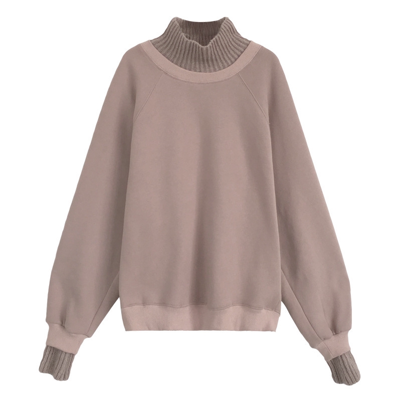 witkey Thicken Sweatshirt Women Korean Head High Collar Clothes