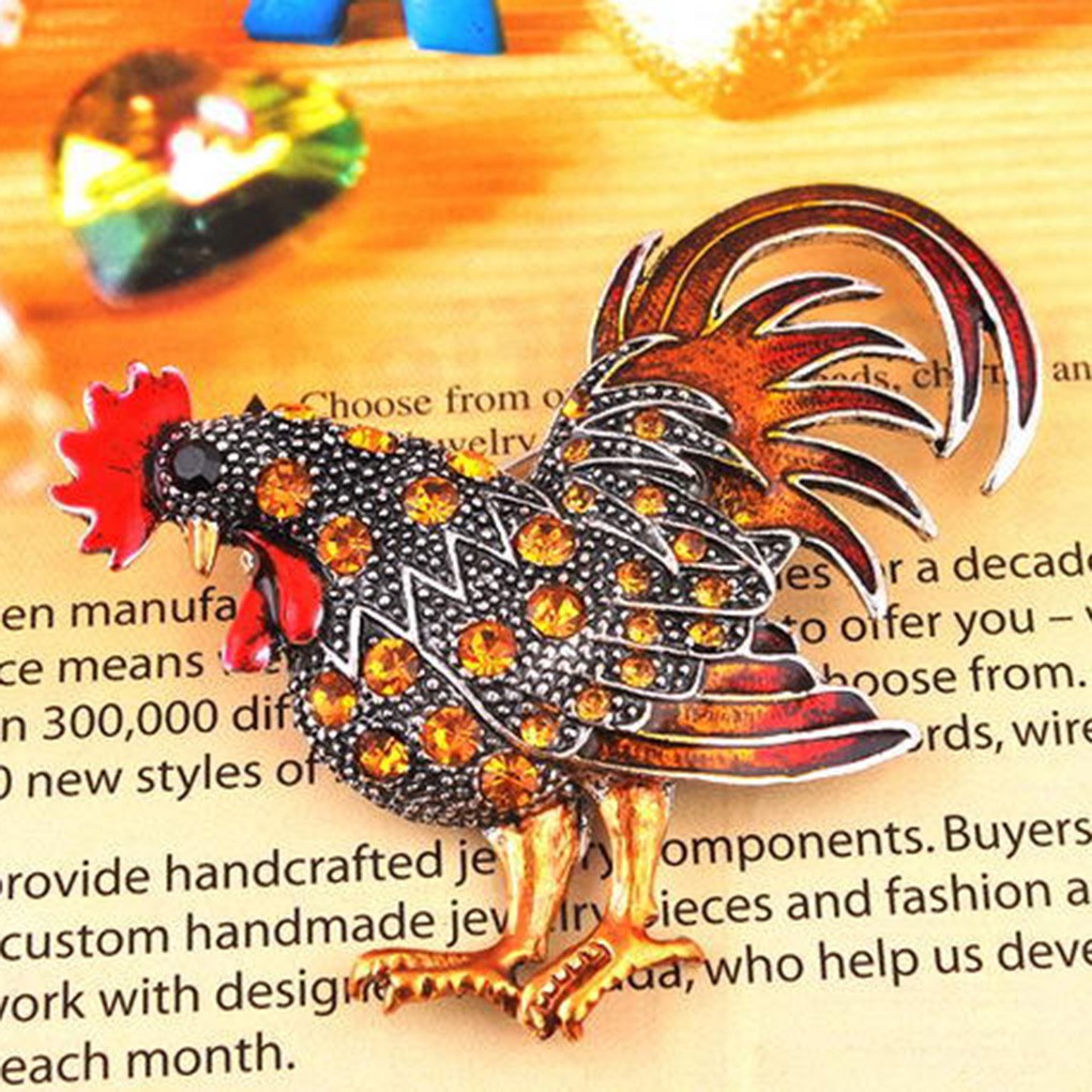 Trâm Cài Áo Hình Gà Trống Đính Đá Thời Trang