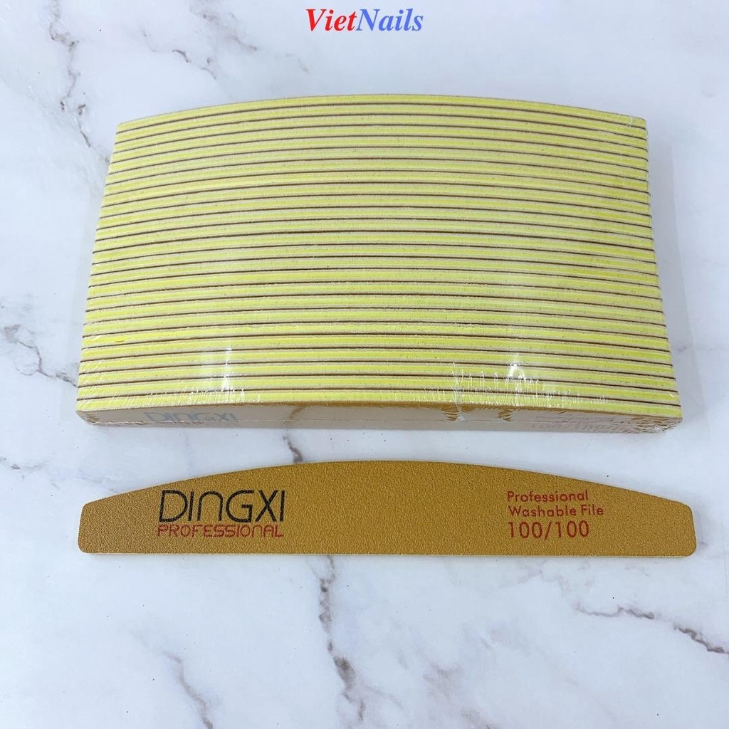 Lố 25 Dũa Móng Tay Dingxi Dũa Nhám Da Bò Độ Nhám 100/100 Dũa Móng Gel Móng Bột