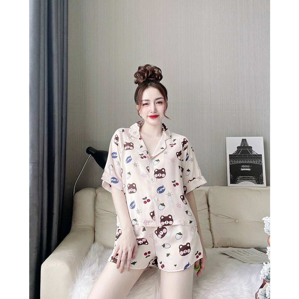 Đồ Bộ Mặc Ở Nhà ANVI, Đồ Pijama Nữ Ngắn Tay Đẹp Thời Trang Dễ Thương Vải Lụa Cao Cấp Quần Short Đùi | BigBuy360 - bigbuy360.vn