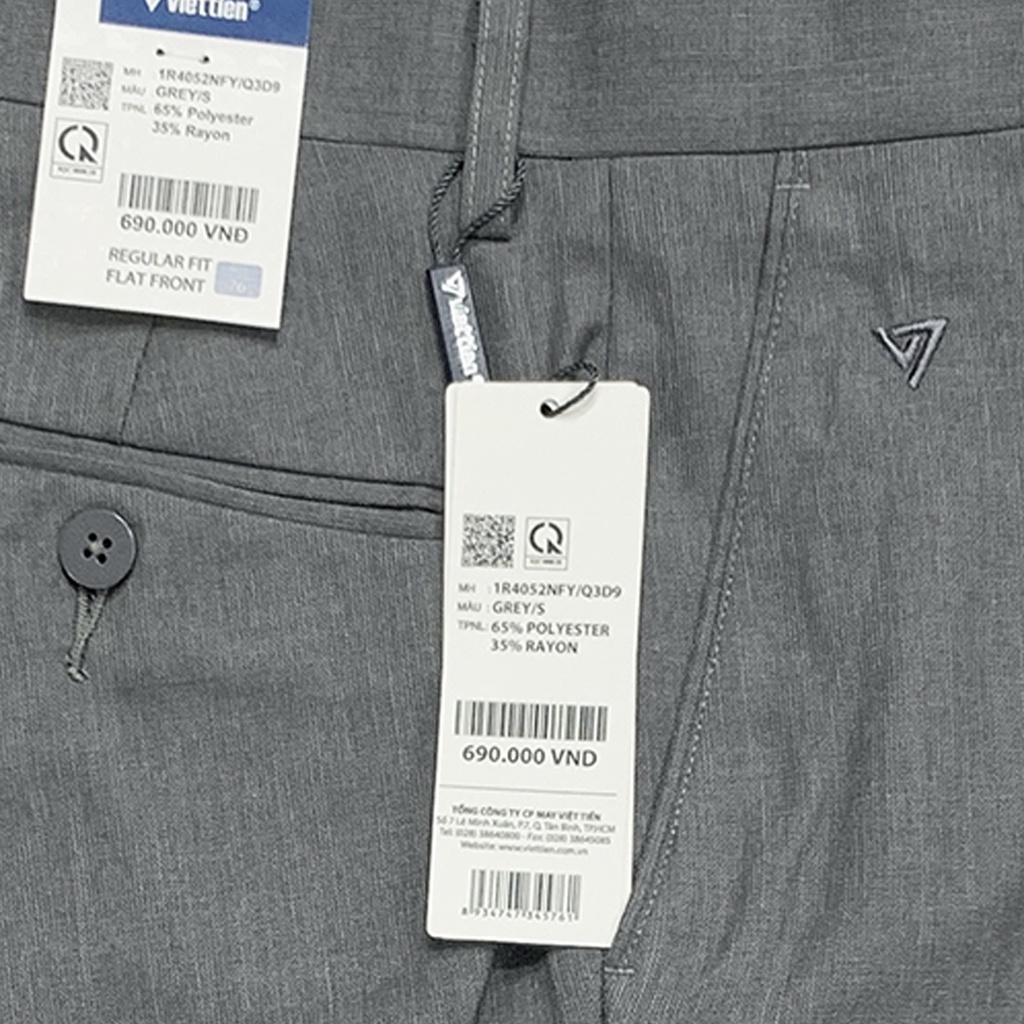 Viettien - Quần tây nam màu xám 1R4050 - 1R4051 - 1R4052 loại có ly và không ly