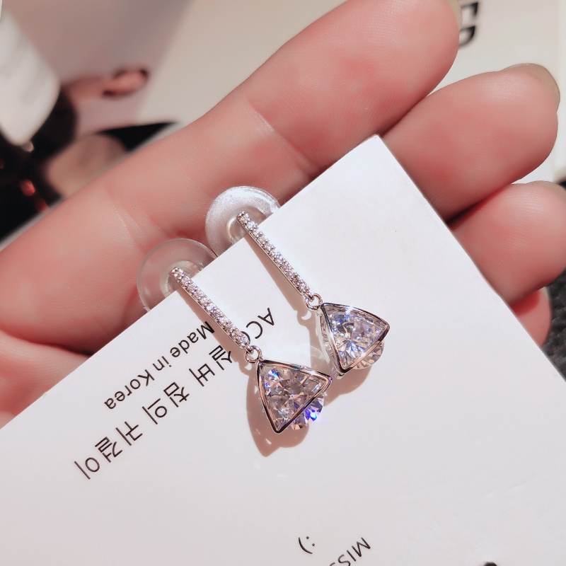 Khuyên tai JIUDUOLAN hình tam giác đính đá zircon thanh lịch sáng bóng tinh tế không gây dị ứng