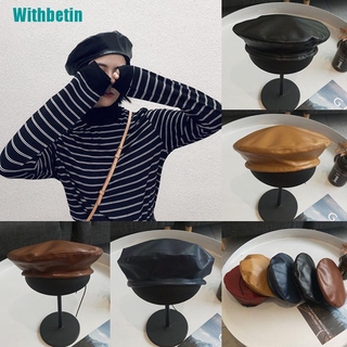 Mũ beret giả da phong cách vintage thời trang cho nữ