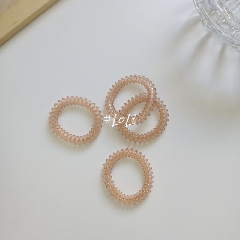 Dây cột tóc lò xo màu nâu cà phê xinh xắn cho nữ
