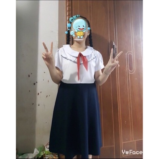 Đầm học sinh nữ cổ sen