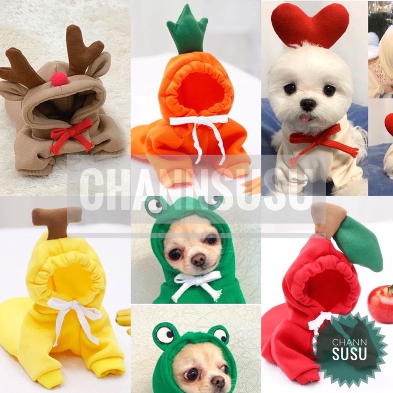 Áo nỉ hoodie trái cây cosplay hoa quả siêu đáng yêu cho chó mèo thú cưng