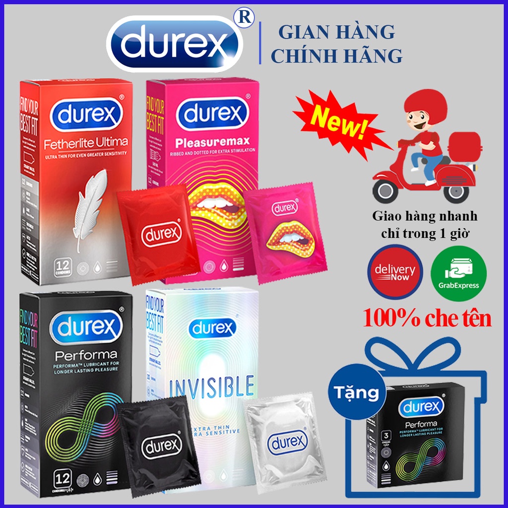 [ 4 HỘP BCS DUREX FREESHIP ] Combo 4 Hộp bao cao su Durex hộp lớn 48 bao _baocaosu ( tặng 1 hộp BAO CAO SU durex nhỏ)