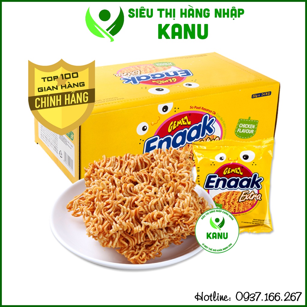 [Thùng 24 gói] Snack mì Enaak Extra Indonesia cho bé, mì tôm ăn sống, mì ăn liền