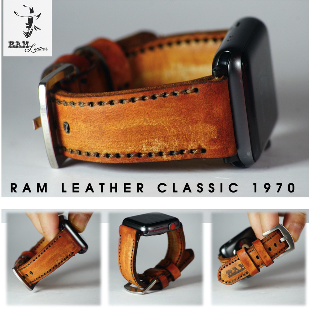 Dây đồng hồ RAM Leather vintage 1970 da bò Italia Vegtan vintage nâu sáng