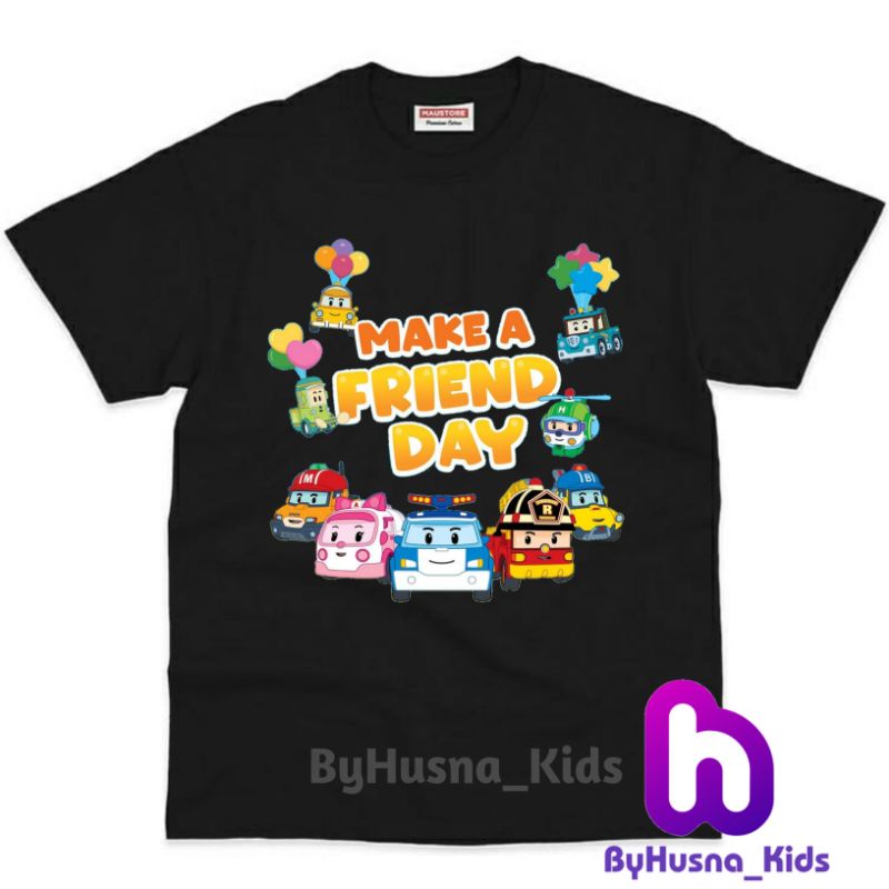 Áo thun cho bé trai và bé gái in hình hoạt hình ROBOCAR POLI dễ thương, chất liệu cotton mềm mịn thoáng mát NTShirt