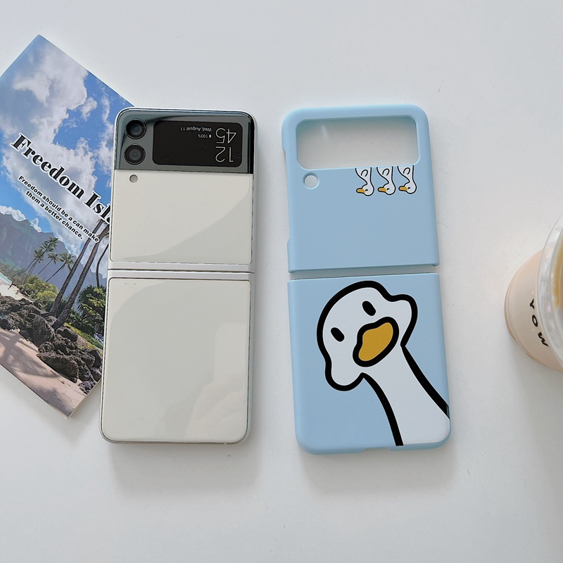 Bao Da Điện Thoại Nắp Lật Màu Kẹo Hình Vịt Hoạt Hình Cho Samsung Galaxy Z Flip3 5G Z Flip4