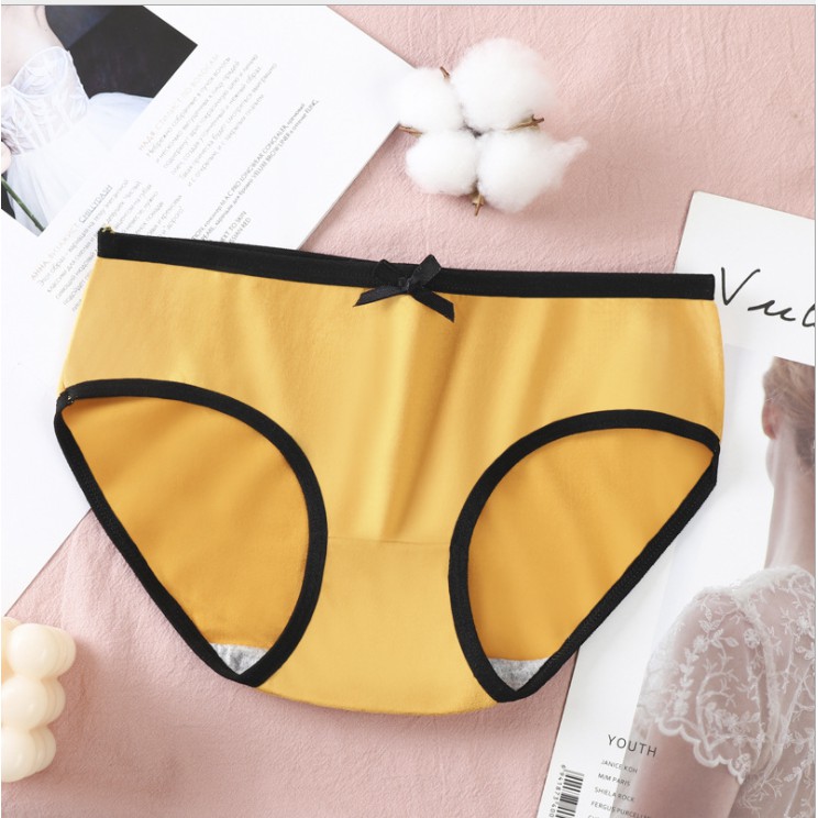 Quần lót nữ cotton đính nơ dễ thương viền đen QL35 | BigBuy360 - bigbuy360.vn
