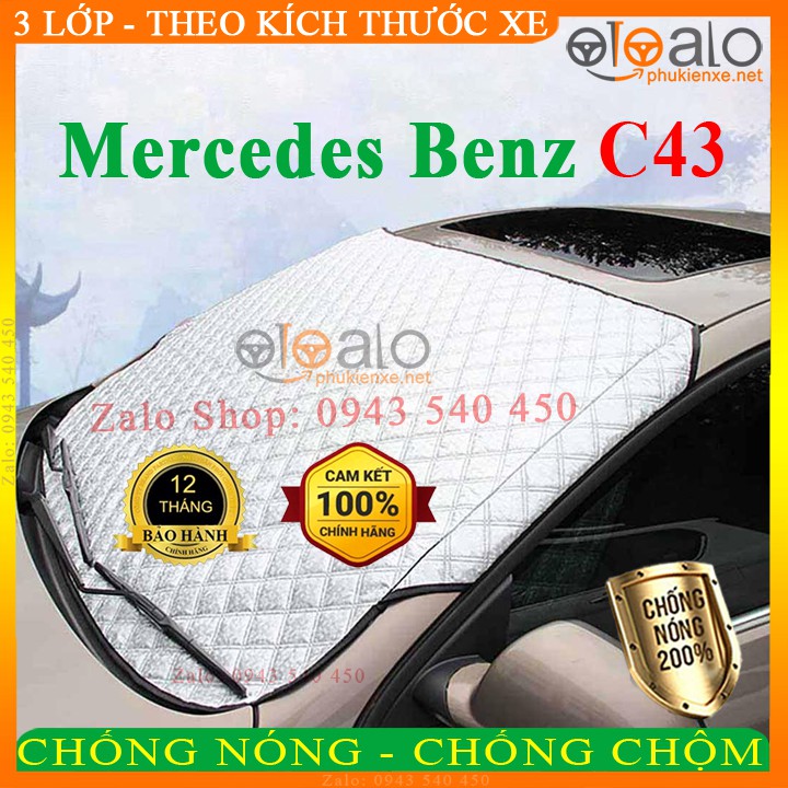 Tấm che nắng kính lái xe Mercedes Benz C43 3 Lớp Cao Cấp - Màu Bạc - OTOALO