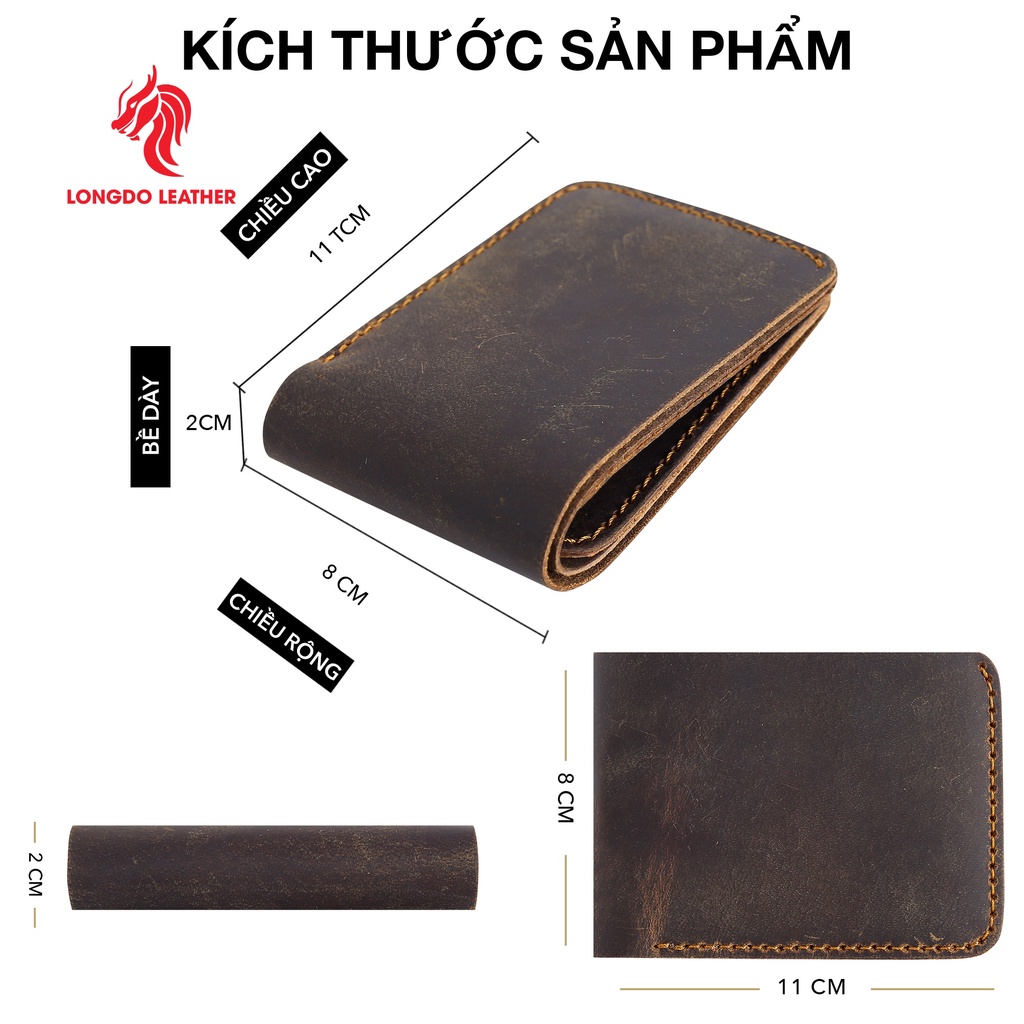 Ví nam da bò sáp - Cam kết 100% da bò thật - Bảo hành 5 năm - Thương hiệu uy tín Longdo Leather - B03