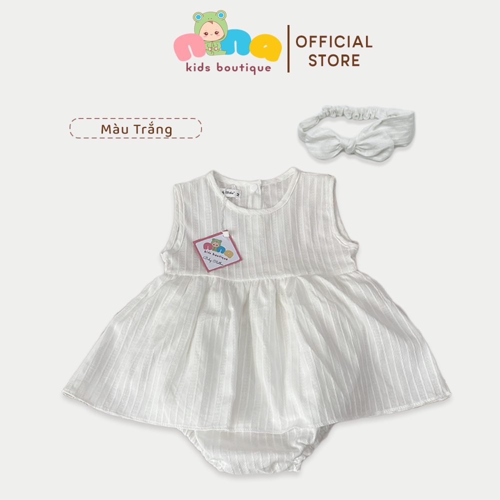 Váy body em bé gái sơ sinh Nina Kids Boutique Bộ đầy tháng sơ sinh bé gái Đồ hè cho bé Size 0m 24m Kèm Turban nơ