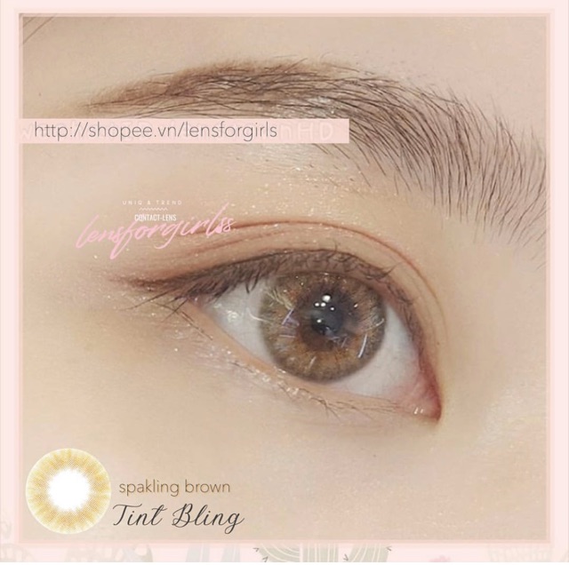 &lt;Sẵn cận lệch 0-1 độ&gt; Kính áp tròng TINT BLING BROWN - Silicone Hydrogel của Lenstown (Hsd 3 tháng)