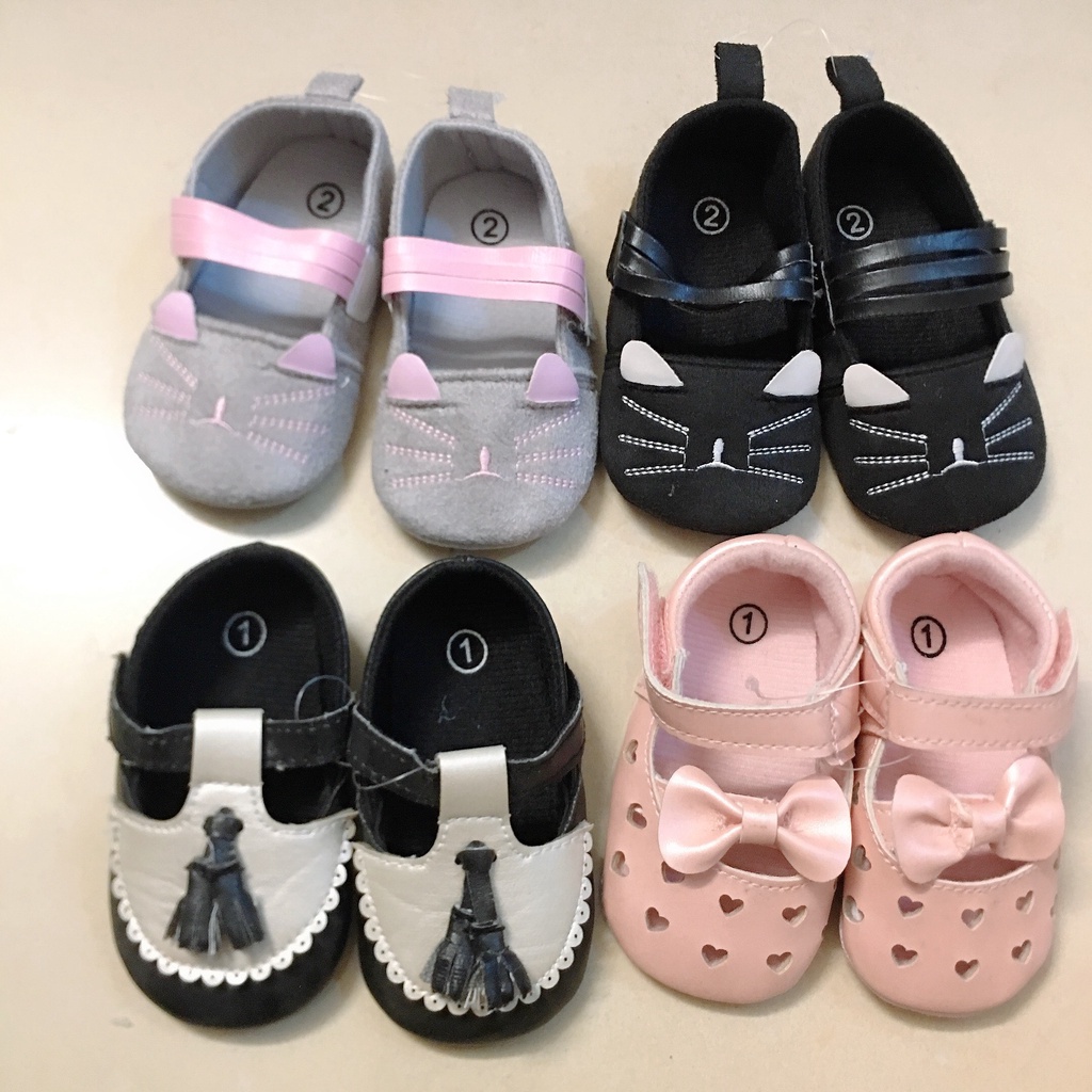 Giày tai mèo/ trái tim/nơ cho bé gái size 0-12m