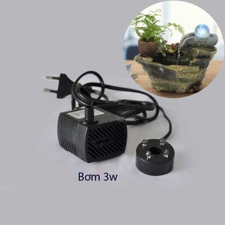 Máy bơm nước chìm 4 đèn led đổi màu, hồ cá hòn non, bộ thác nước 3w
