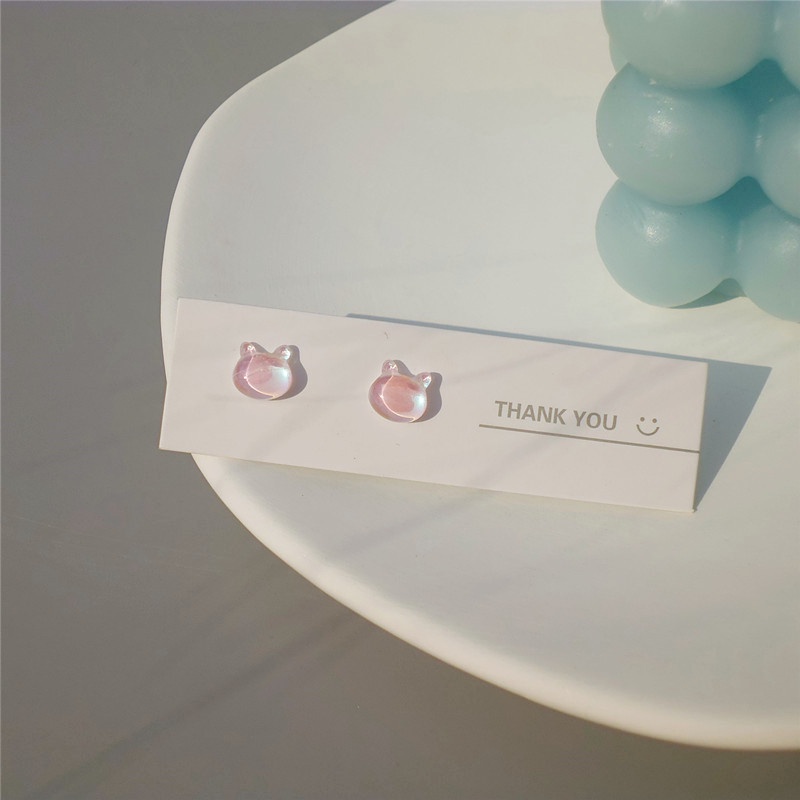 Bông tai arylic màu thạch hình mèo