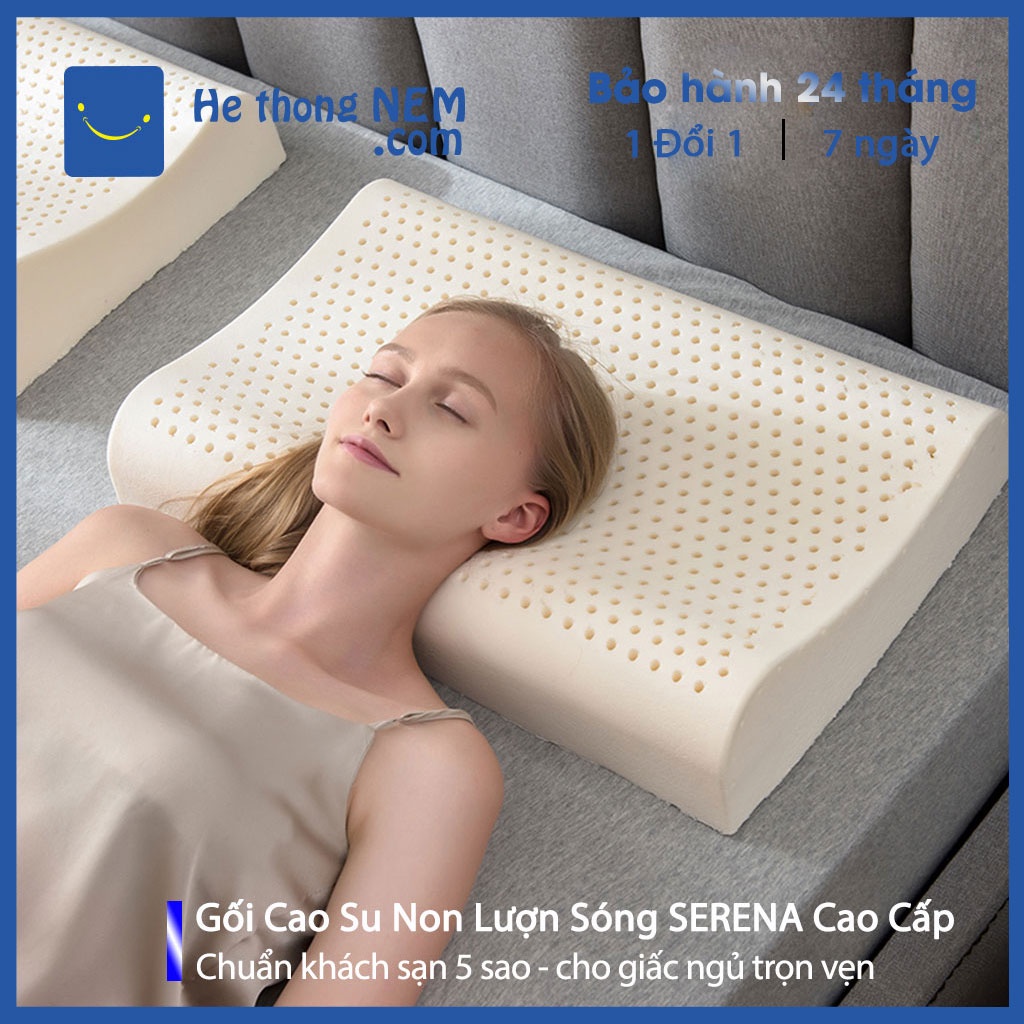 Gối Cao Su Non Người Lớn SERENA Ruột Gối Nằm Ngủ Cao Su Thiên Nhiên Non Lượn Sóng Người Lớn Chống Đau Cổ Vai Gáy Cao Cấp