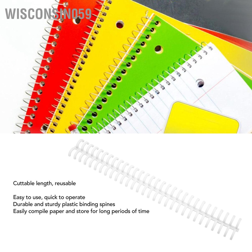 Wisconsin059 10 cái Ràng buộc Gai Hình xoắn ốc Cuộn dây Lược 30 lỗ Dải nhựa cho lá rời Đường kính 1 / 2in