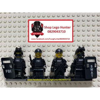 Army SWAT Minifigures Bộ lắp ráp nhân vật 4 Đặc vụ cục điều tra liên bang Mỹ FBI ( hàng Moc lắp sẵn )