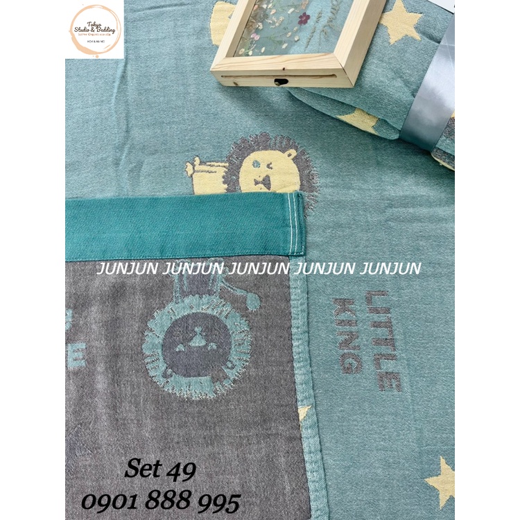 N23_SET Chăn Ga Gối vải Xô Organic cotton dòng cao cấp