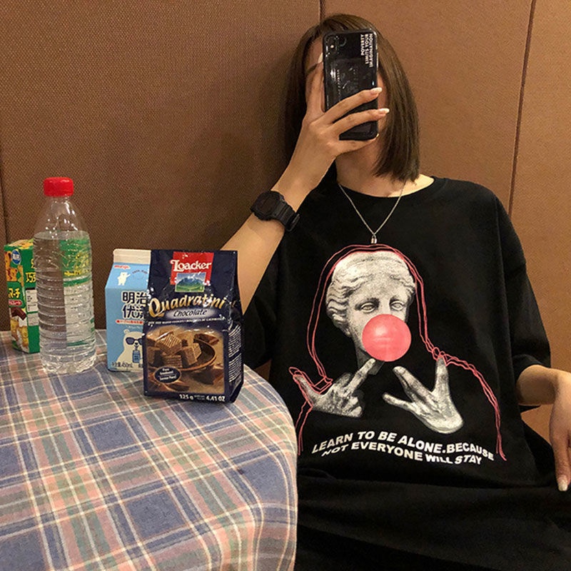 Happy-store ❤️ Áo Thun Tay Ngắn Cổ Tròn In Hình Thời Trang Độc Đáo