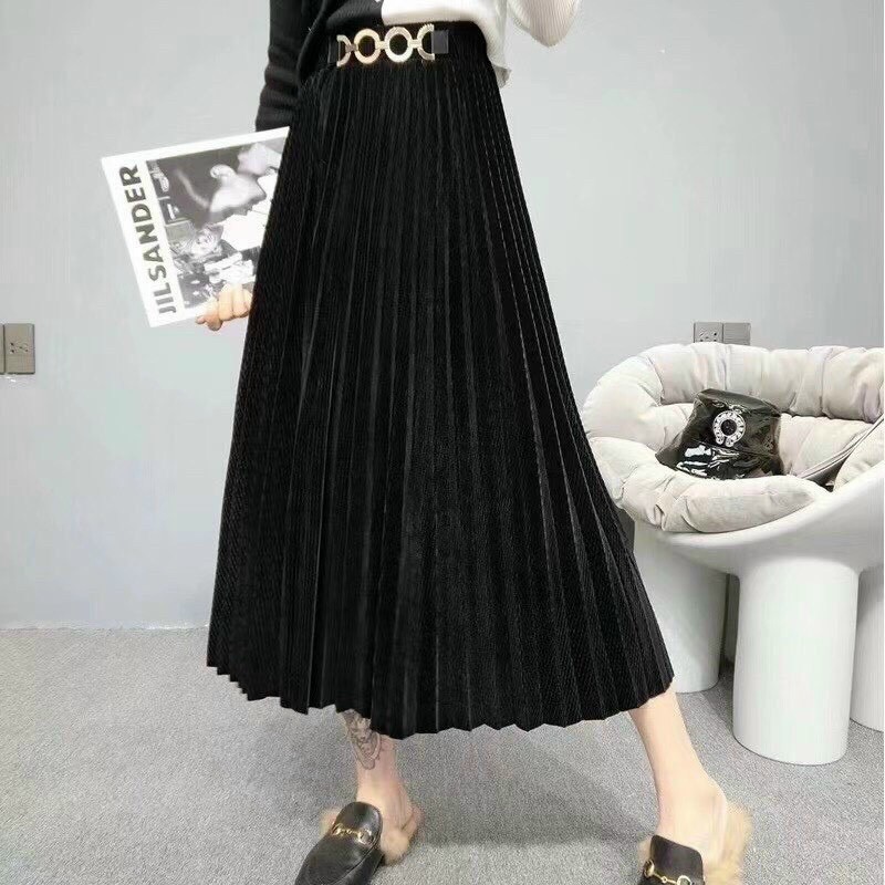 Chân váy nhung xoè dáng dài QC đai xích | BigBuy360 - bigbuy360.vn