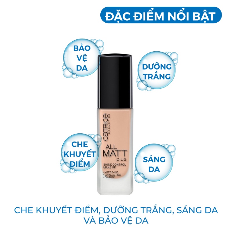 Kem Nền Trang Điểm Kiềm Dầu Catrice All Matt Plus 18h Mỏng Mịn Đức 30ml [Cam Kết Hàng Chính Hãng]