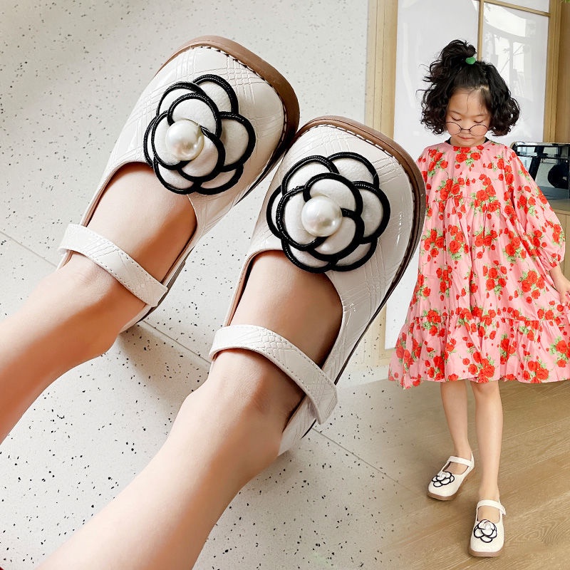 Giày Búp Bê Da Đính Hoa Ngọc Trai Thời Trang Mùa Xuân Dành Cho Bé Gái 2022