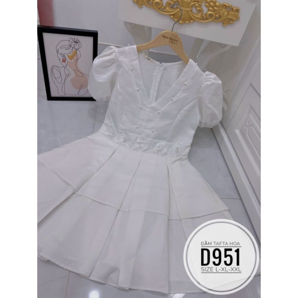 ĐẦM BIGSIZE XẾP LY ĐÍNH HOA HỒNG Ở EO