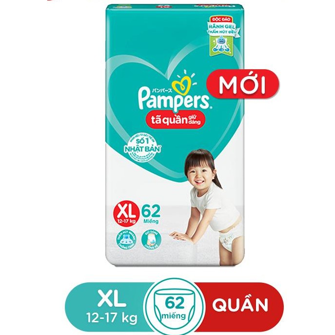 Tã bỉm quần Pamper M74/L68/XL62/XXL56 mẫu mới giữ dáng gói cực đại