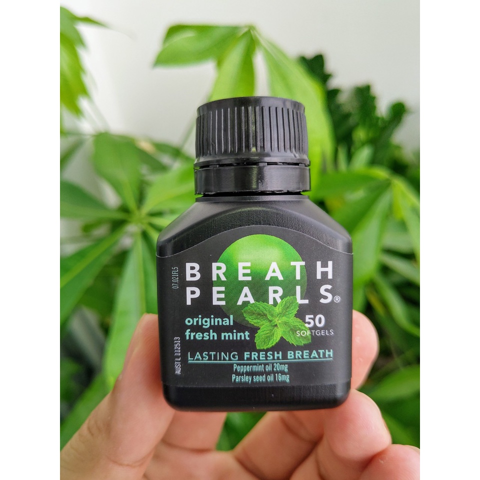 Viên uống thơm miệng Breath Pearls Original Úc, lọ 50 viên