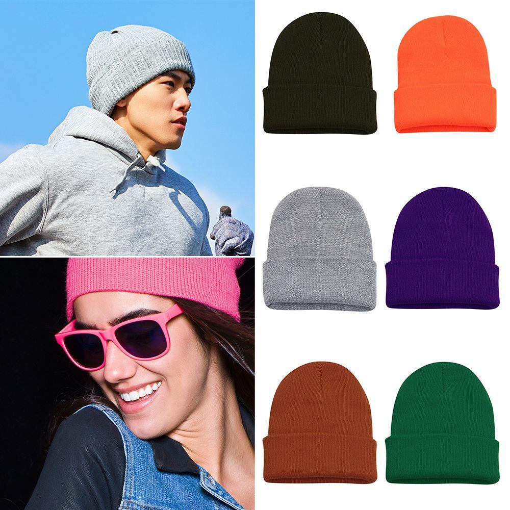 Mũ Beanie Dệt Kim Màu Trơn Dễ Thương Chất Lượng Cao Cho Nữ