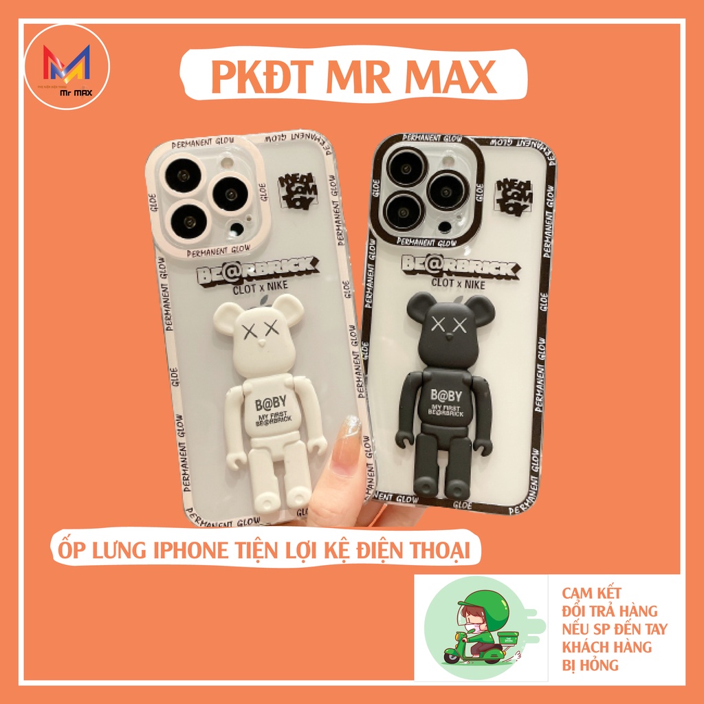 Ốp Lưng Iphone Khung Gấu Tiện Lợi Làm Giá Đỡ Điện Thoại, Chất Liệu Dẻo Mềm, Bảo Vệ Camera