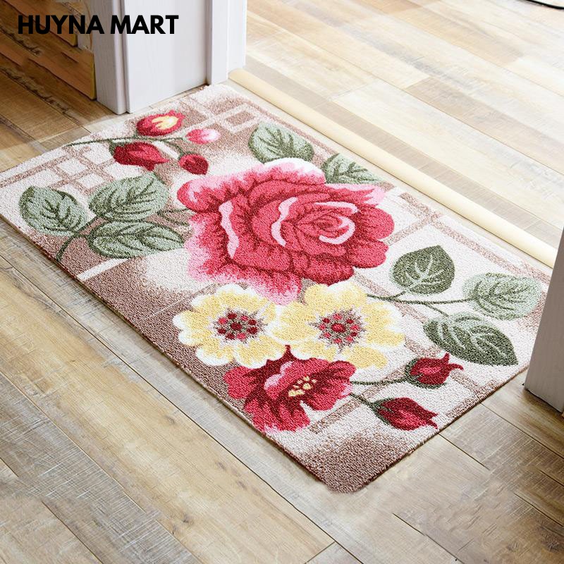 Thảm Lau Chân Nỉ, Đế Cao Su Mềm PVC, Họa Tiết 3D Cao Cấp Có Viền 40X60cm T09