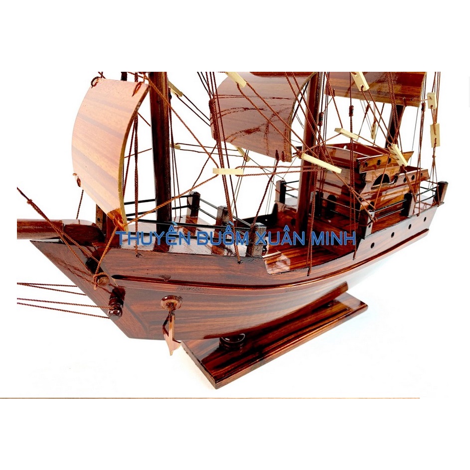 Thuyền Buồm Gỗ Mô Hình Tàu Đánh Cá Thái Lan - Gỗ Tràm - Thân tàu dài 40cm - Gỗ tự nhiên