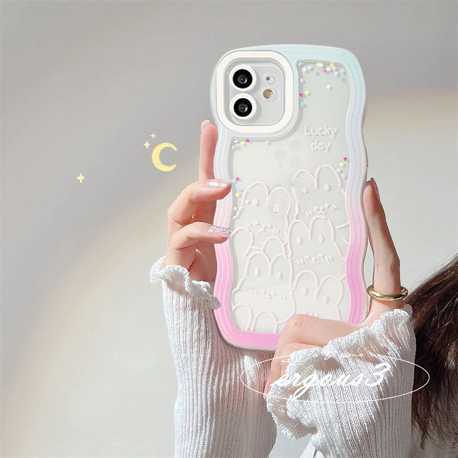 Ốp Điện Thoại Mềm Họa Tiết Thỏ Gợn Sóng Đơn Giản Cho iPhone 14 13 12 11 Pro Max SE2020 X XR Xs Max 7 8 Plus