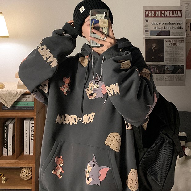 Áo Hoodie Dáng Rộng Họa Tiết Hoạt Hình Thời Trang 2020 Dành Cho Nam | BigBuy360 - bigbuy360.vn