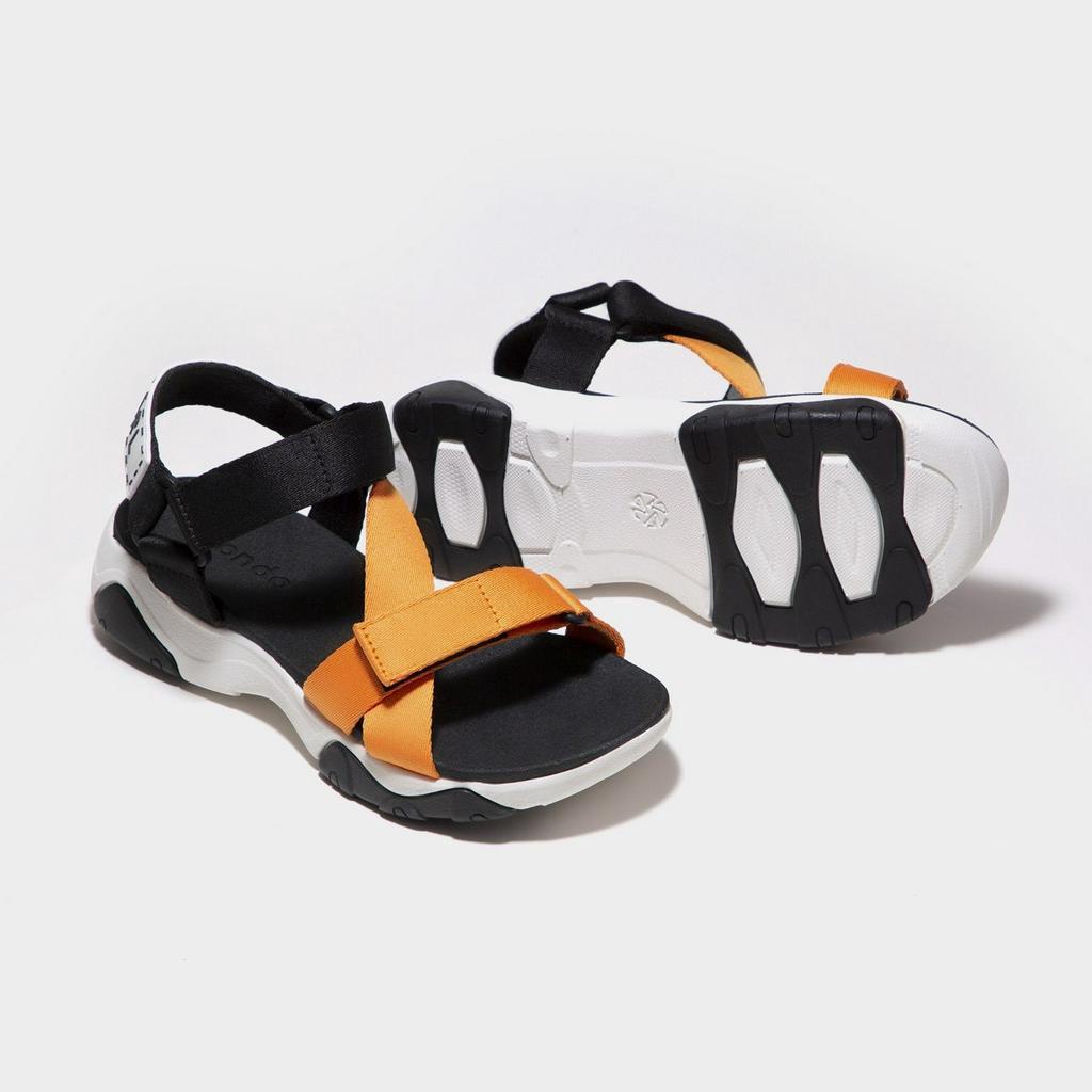[Ảnh thật] Giày Shondo Sandals Girly đế trắng quai cam phối đen GIM0080