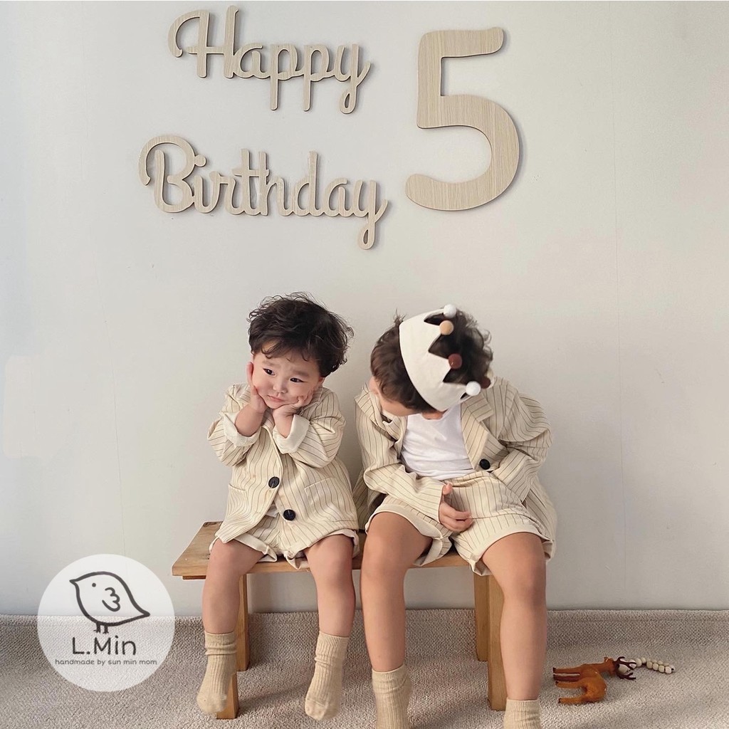 Chữ happy birthday gỗ trắng