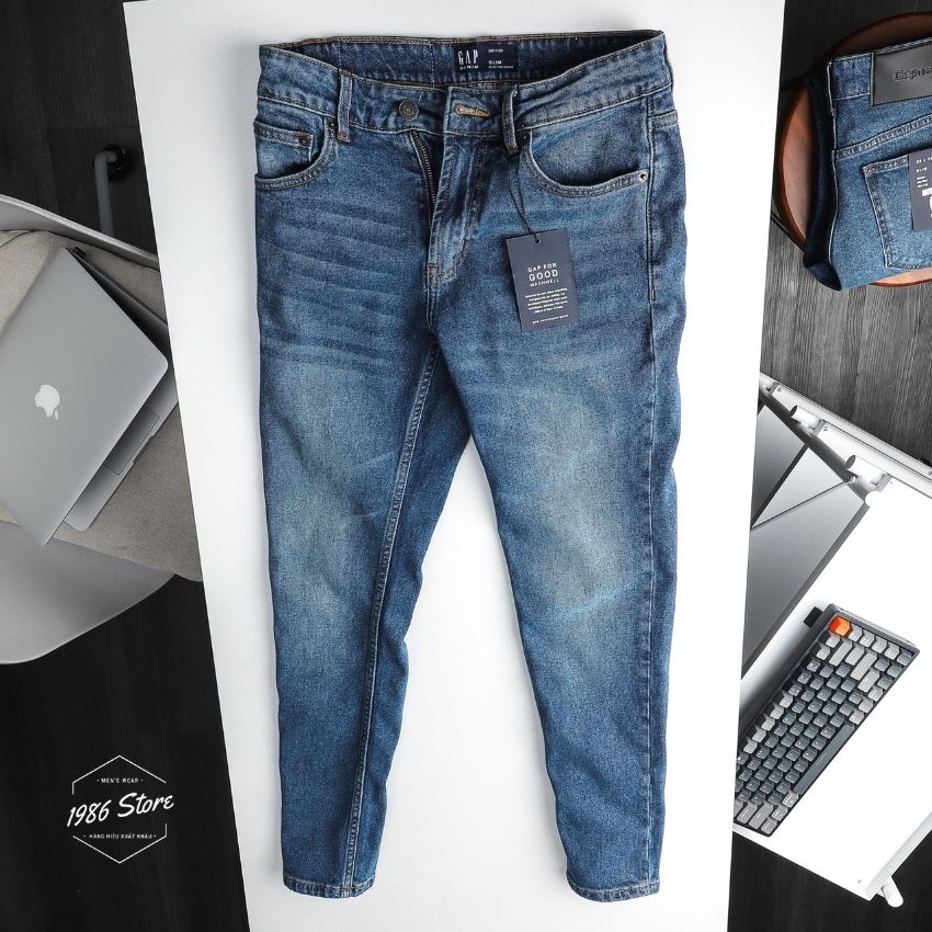 Quần jean nam GAP xanh mài nhẹ code 0722, hàng cao cấp ( Ảnh Thật - Hàng Xuất Khẩu Xịn ) .