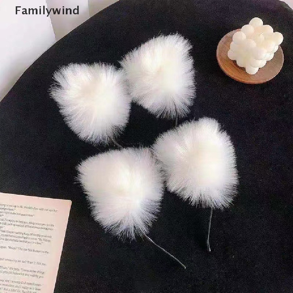 Băng đô cài tóc tai mèo phủ lông dễ thương độc đáo