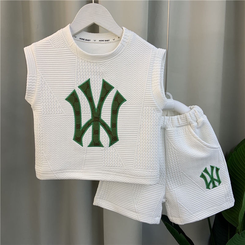 New York Yankees 2-11Years Bộ Quần Áo Trẻ Em Mùa Hè Bé Trai Bé Gái Áo Thun Không Tay Dễ Thương + Quần Short Bộ Đồ