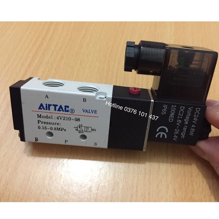 Van điện từ khí nén AIRTAC 4v210-08, van điều khiển xi lanh khí nén, van khí nén solenoid 5/2, van AIRTAC 5/2